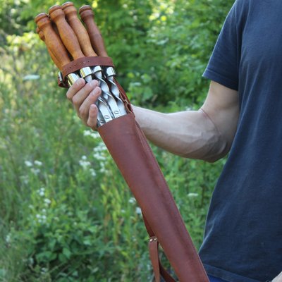 Кожаный чехол для шампуров 630 мм (большой) коричневый 1118 фото